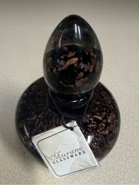 Murano Glass Copper/Black Perfume Bottle Sommerso Technique w/Tag Venice, Italy